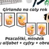 Girlanda na cały rok - Wafelki oblane miodem oraz pszczółki - litery i cyfry + obrazki