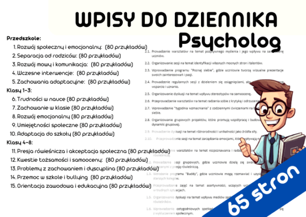 Wpisy do dziennika - psycholog przedszkolny i szkolny