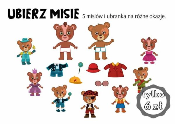 "Ubieranka" - Misie - 2 wersje - w wersji pionowej i poziomej - pory roku i kostiumy