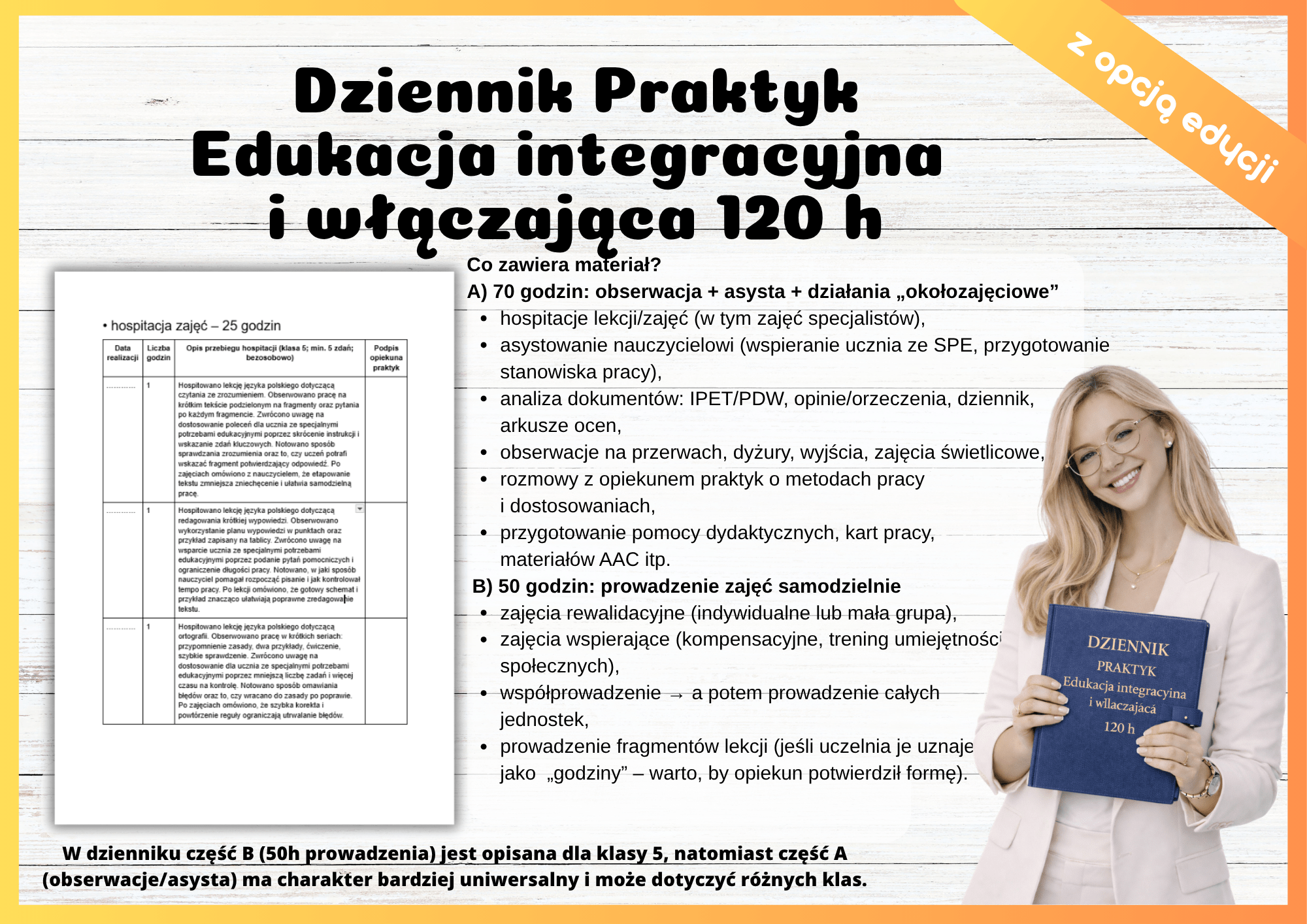 Okładka „Dziennik Praktyk – Edukacja Integracyjna i Włączająca” (szablon)